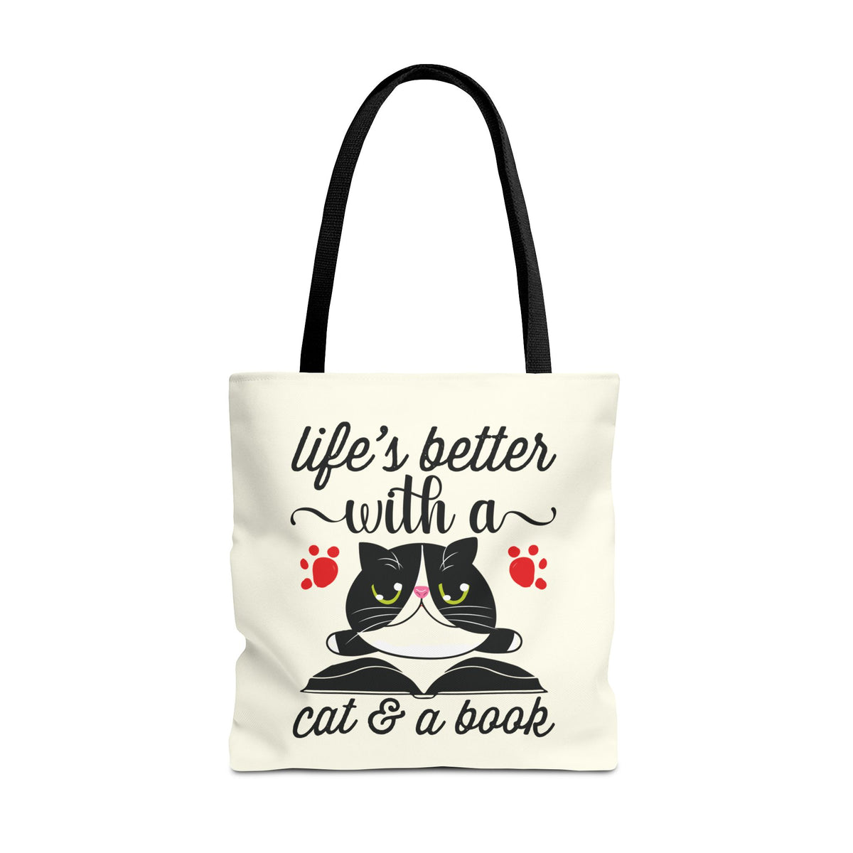 Cat & Book Tote Bag