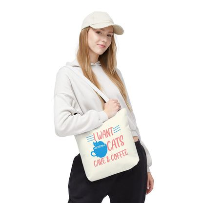 Cats, Cake & Coffee Tote Bag (Cream)