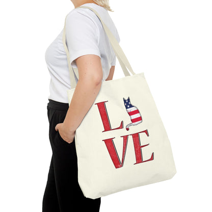 Patriotic Cat Love Tote Bag (Cream)