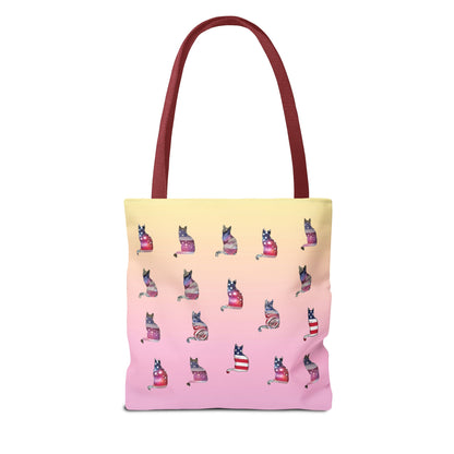 Patriotic Cat Love Tote Bag (Pink)
