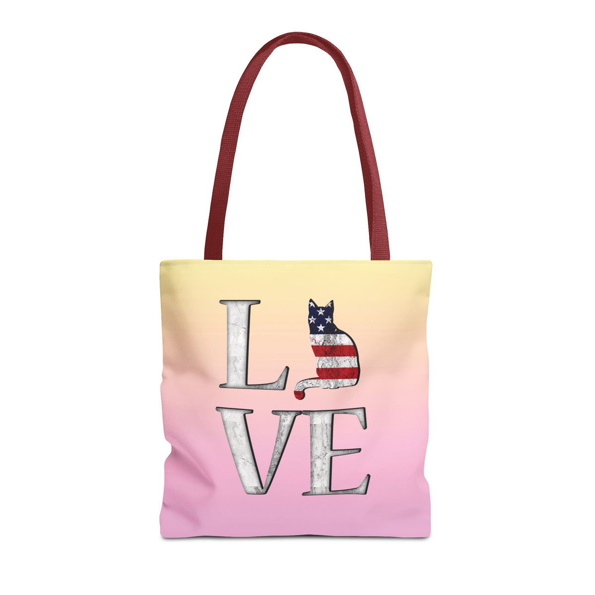 Patriotic Cat Love Tote Bag (Pink)