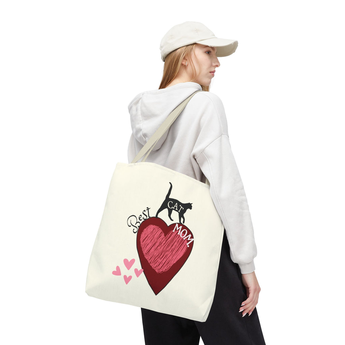 Cat Mom Heart Tote Bag