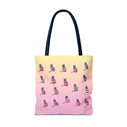 Patriotic Cat Love Tote Bag (Pink)