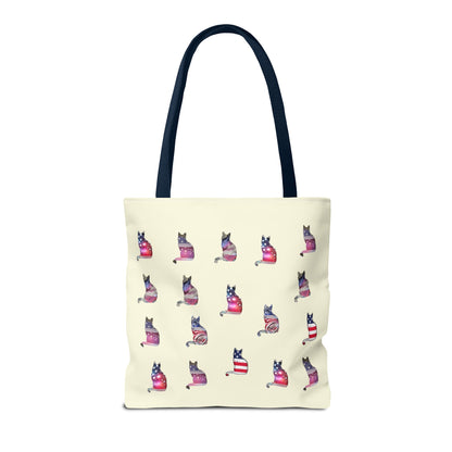Patriotic Cat Love Tote Bag (Cream)