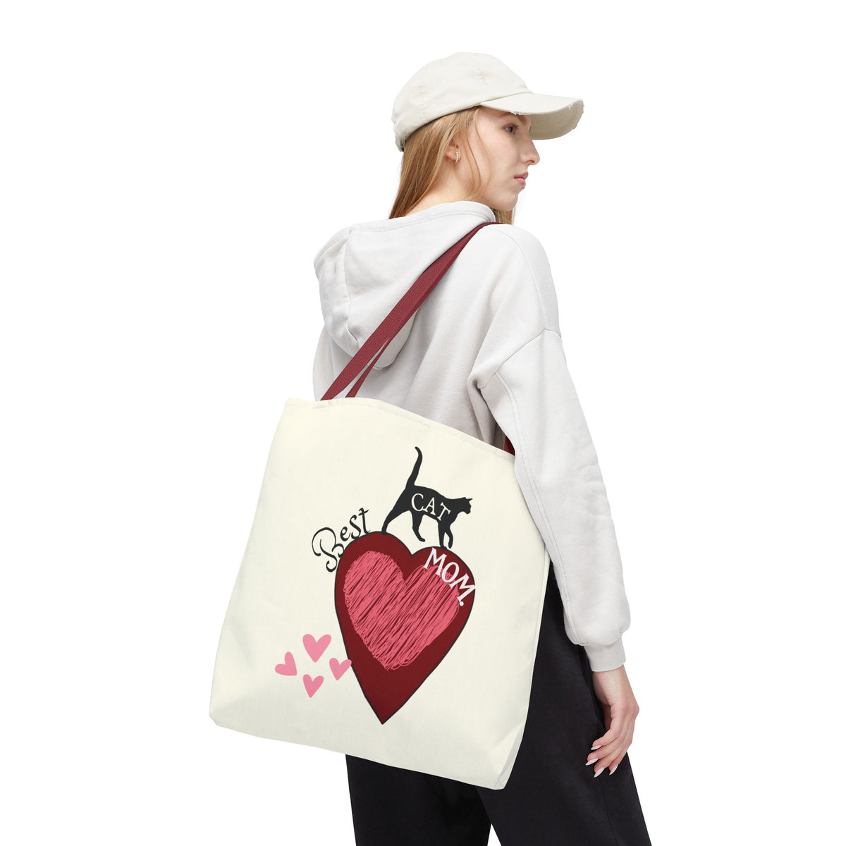 Cat Mom Heart Tote Bag