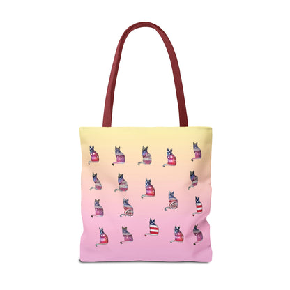 Patriotic Cat Love Tote Bag (Pink)