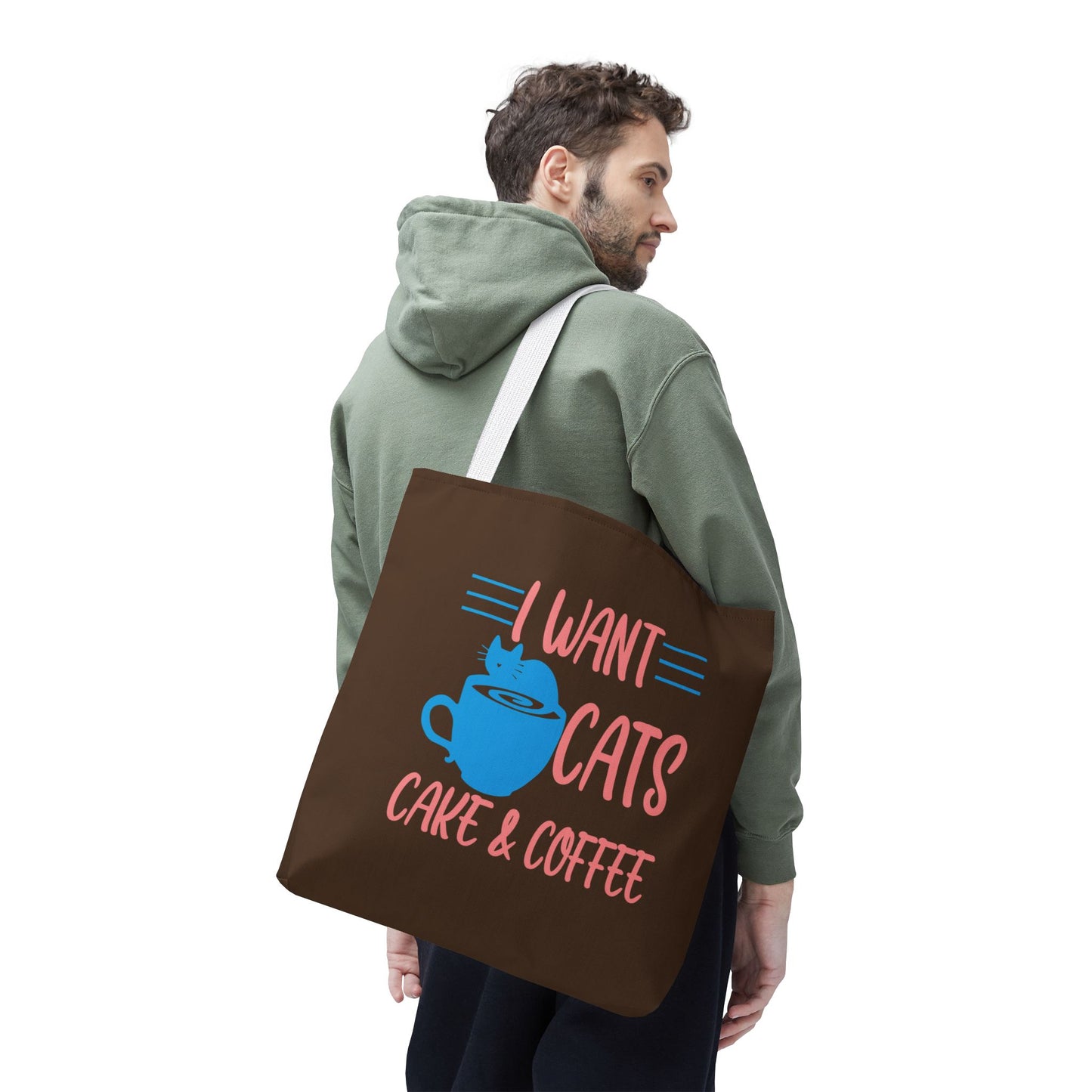 Cats, Cake & Coffee Tote Bag (Brown)