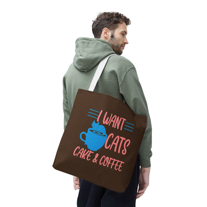Cats, Cake & Coffee Tote Bag (Brown)