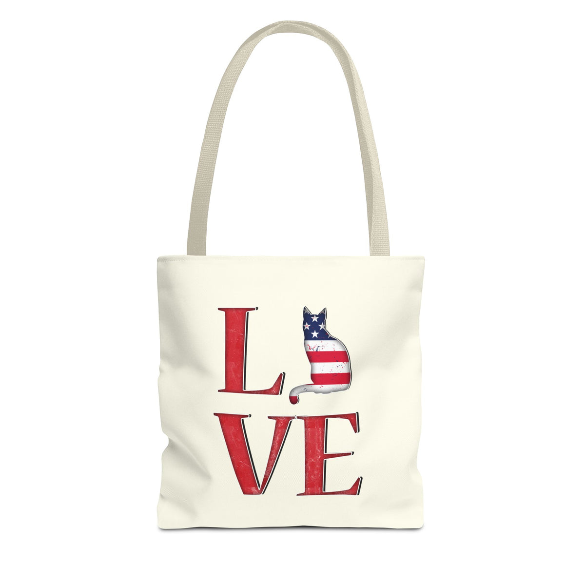 Patriotic Cat Love Tote Bag (Cream)