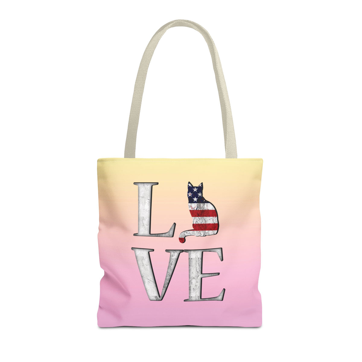 Patriotic Cat Love Tote Bag (Pink)
