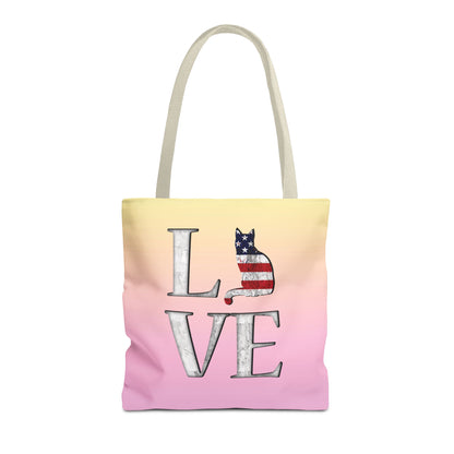 Patriotic Cat Love Tote Bag (Pink)