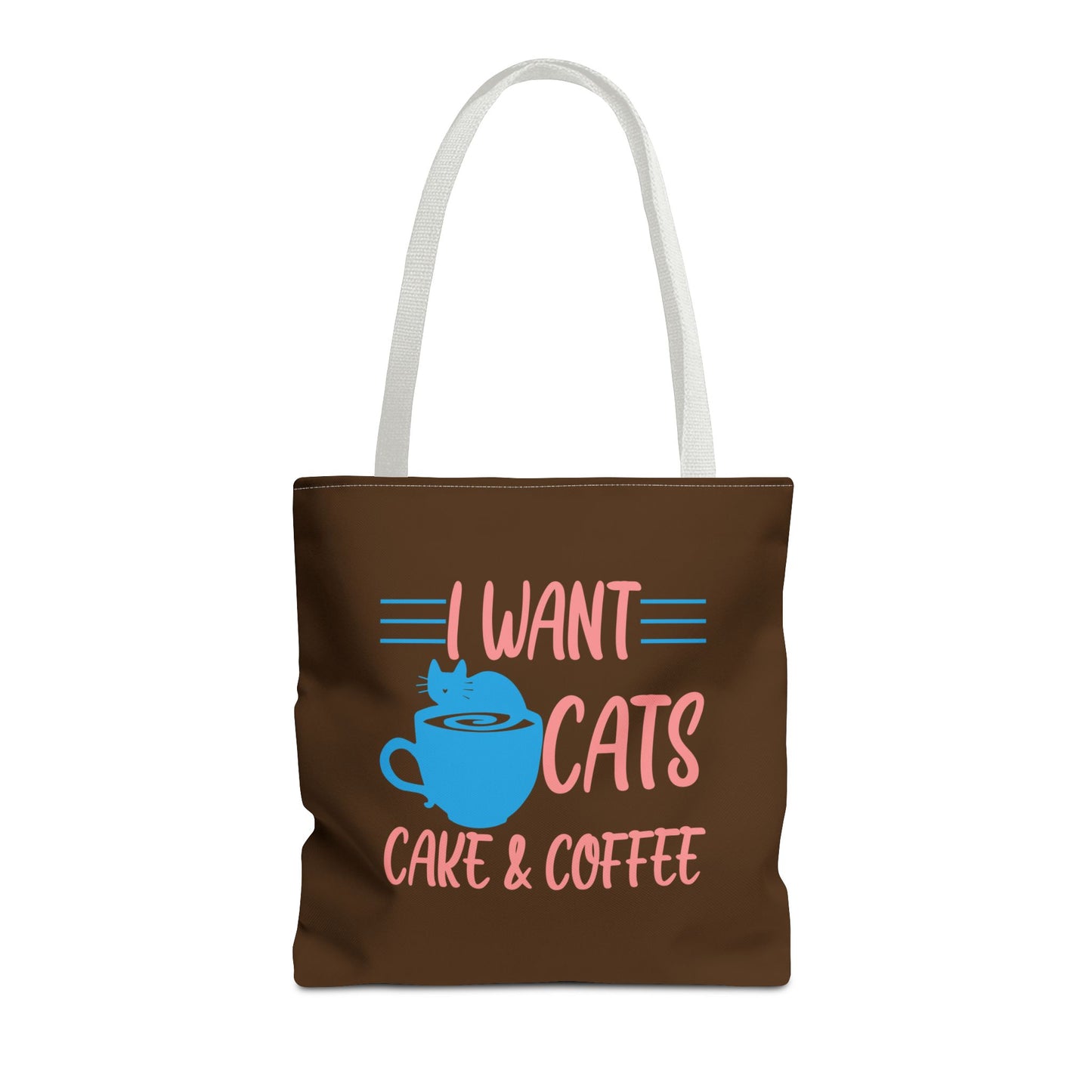 Cats, Cake & Coffee Tote Bag (Brown)
