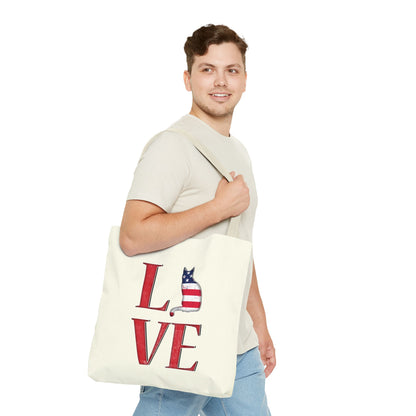 Patriotic Cat Love Tote Bag (Cream)