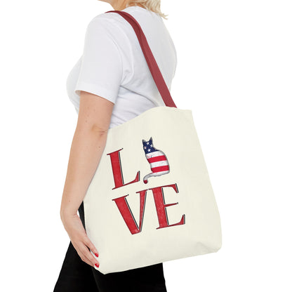 Patriotic Cat Love Tote Bag (Cream)