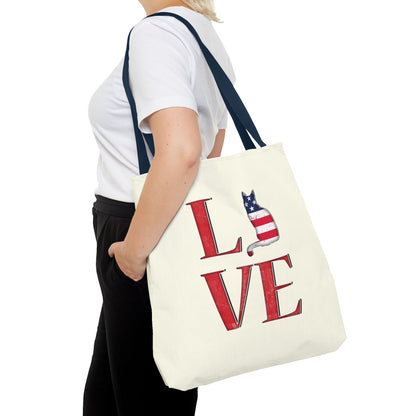 Patriotic Cat Love Tote Bag (Cream)