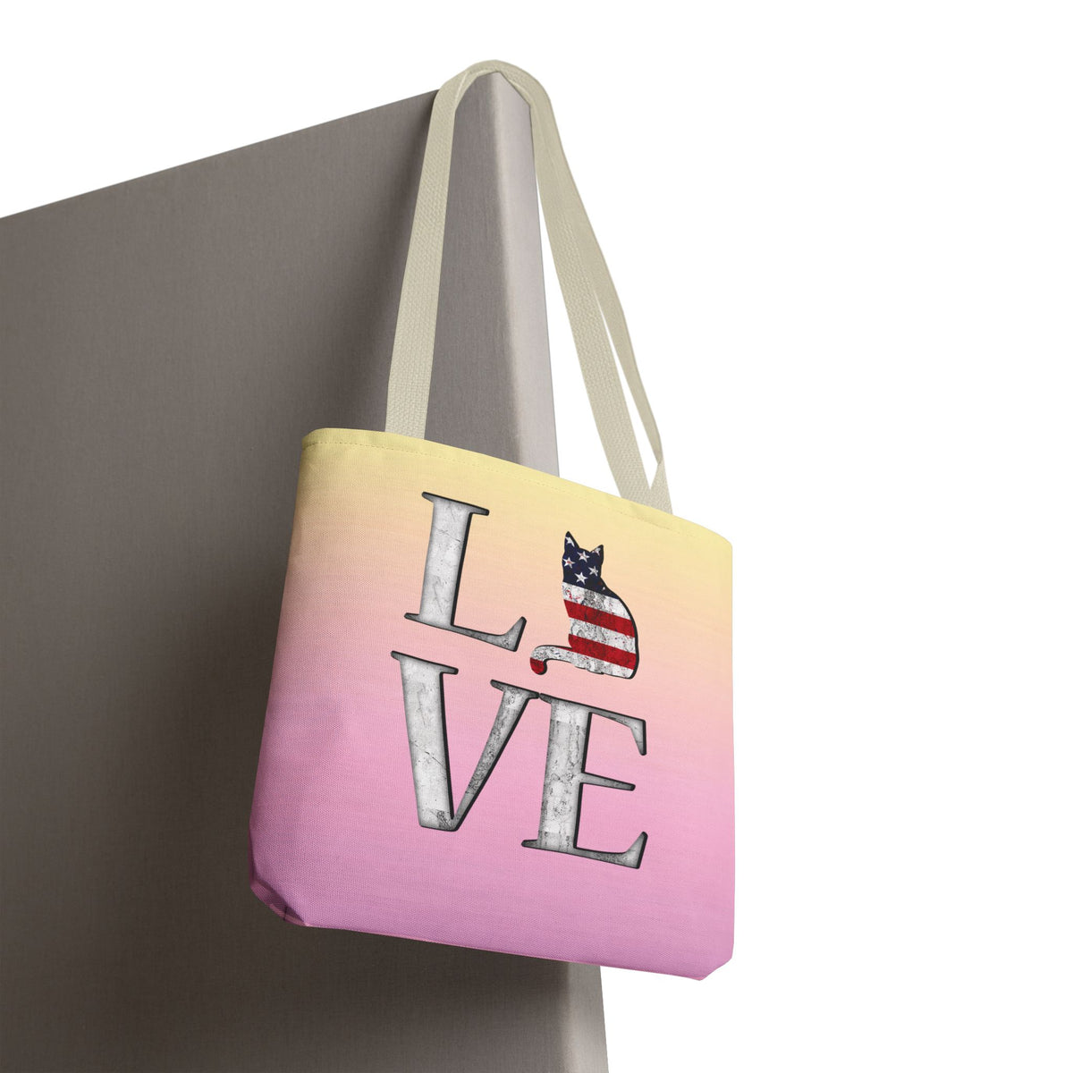 Patriotic Cat Love Tote Bag (Pink)