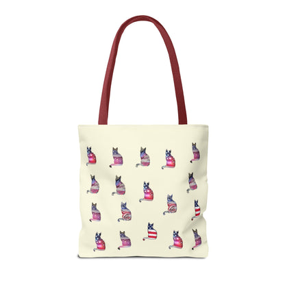 Patriotic Cat Love Tote Bag (Cream)