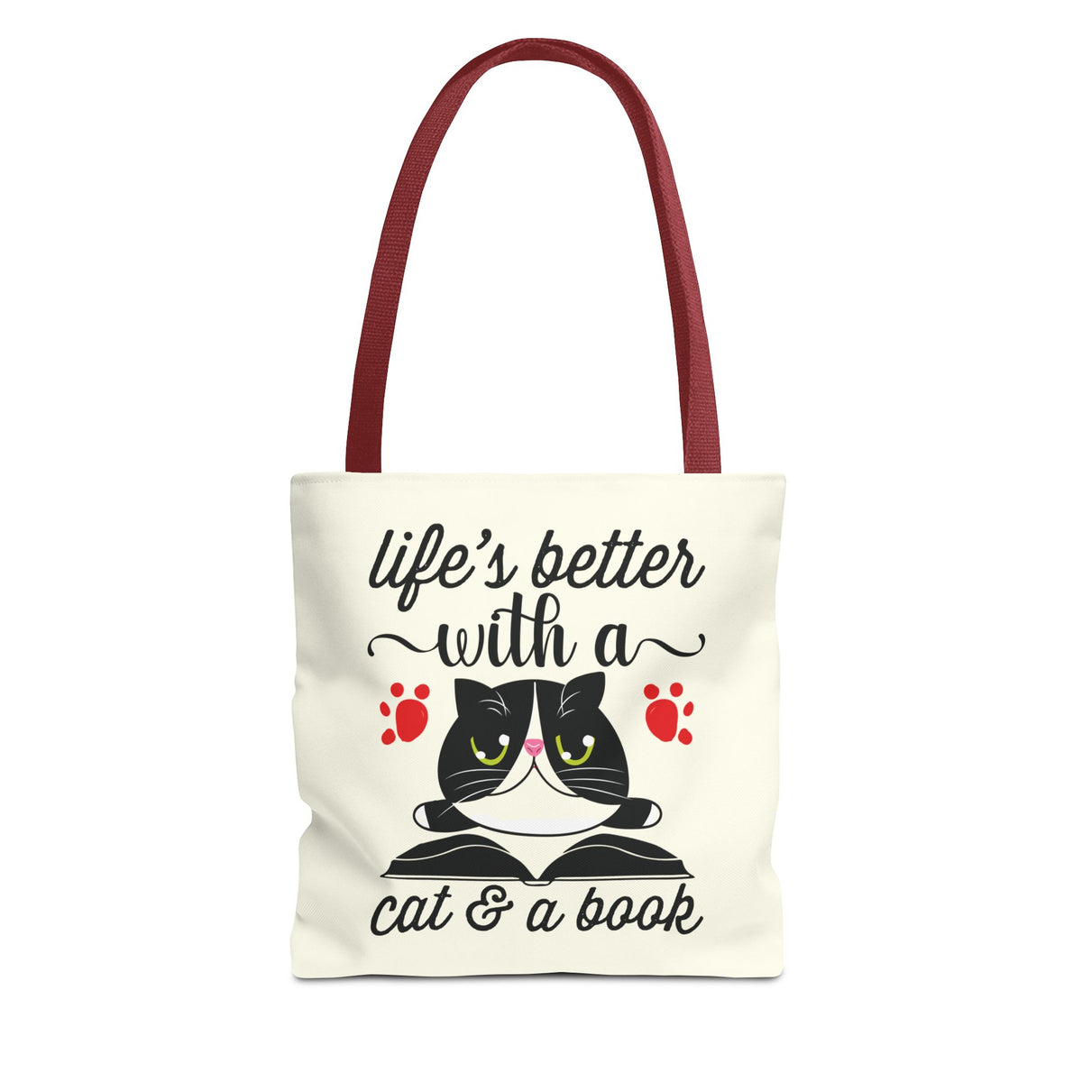 Cat & Book Tote Bag