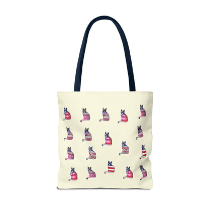 Patriotic Cat Love Tote Bag (Cream)