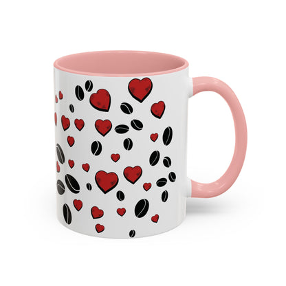 Coffee Beans & Love Hearts Accent Mug