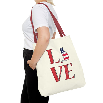 Patriotic Cat Love Tote Bag (Cream)