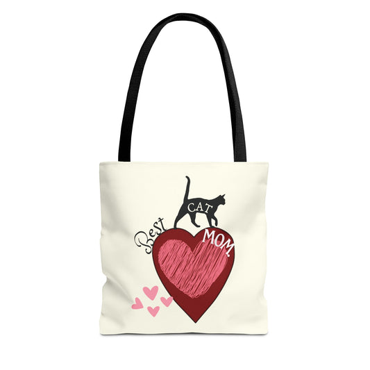 Cat Mom Heart Tote Bag