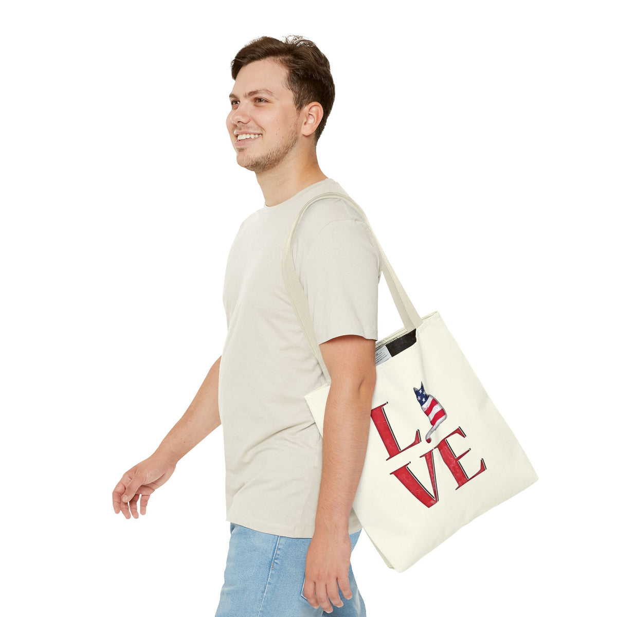 Patriotic Cat Love Tote Bag (Cream)