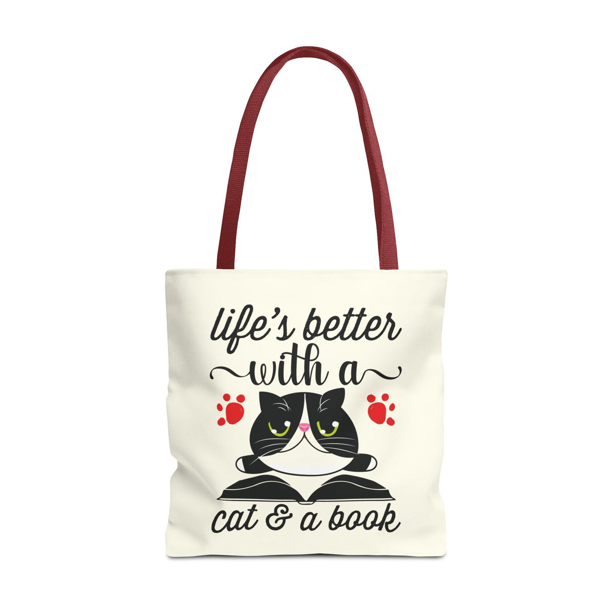Cat & Book Tote Bag