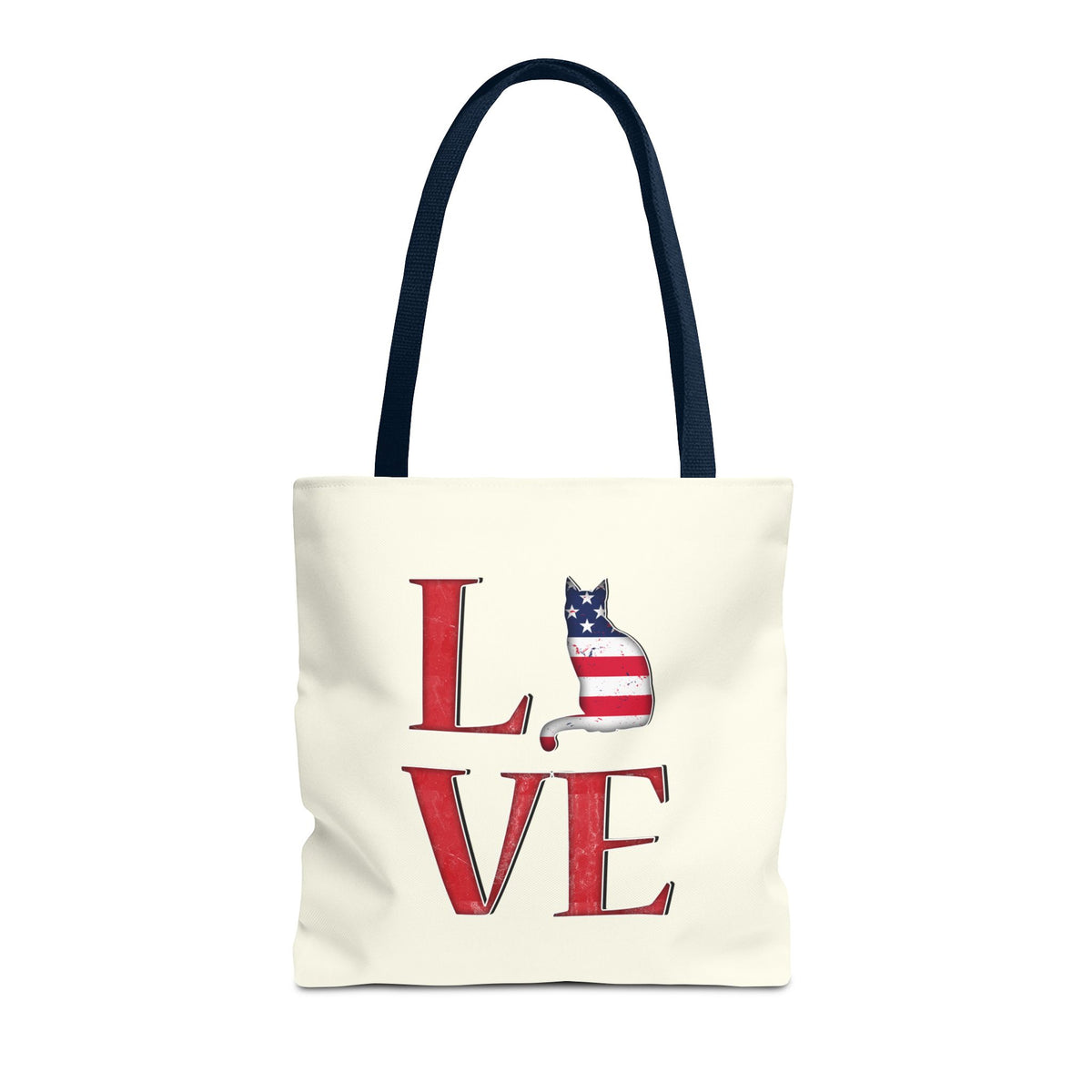 Patriotic Cat Love Tote Bag (Cream)