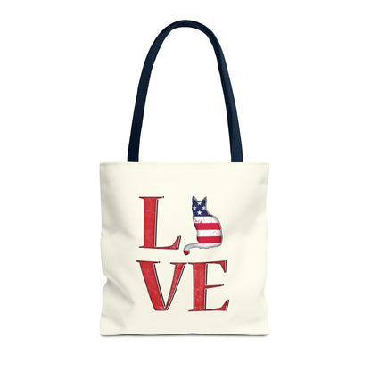 Patriotic Cat Love Tote Bag (Cream)