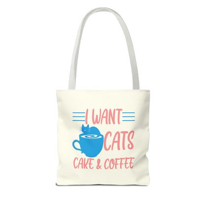 Cats, Cake & Coffee Tote Bag (Cream)