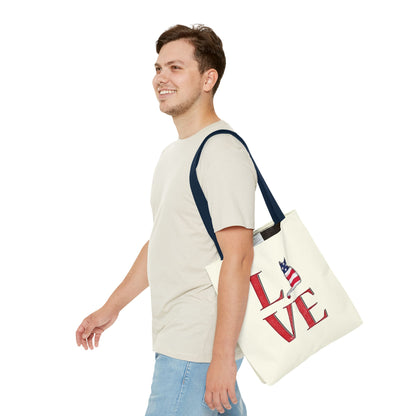 Patriotic Cat Love Tote Bag (Cream)