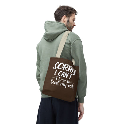 Feed My Cat Tote Bag (Brown)