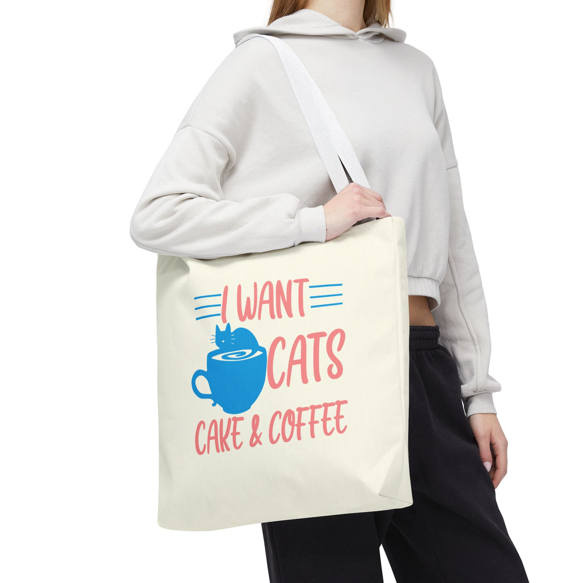 Cats, Cake & Coffee Tote Bag (Cream)