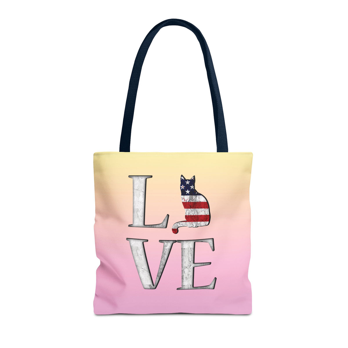 Patriotic Cat Love Tote Bag (Pink)