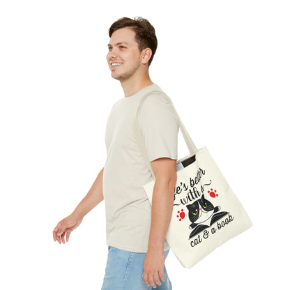Cat & Book Tote Bag