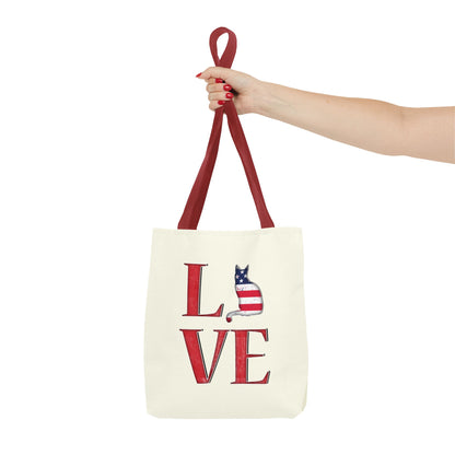 Patriotic Cat Love Tote Bag (Cream)