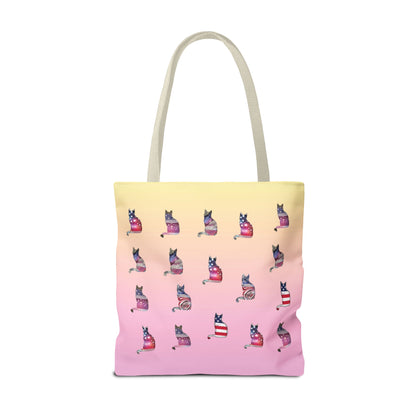 Patriotic Cat Love Tote Bag (Pink)