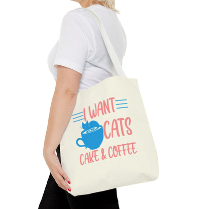 Cats, Cake & Coffee Tote Bag (Cream)