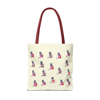 Patriotic Cat Love Tote Bag (Cream)