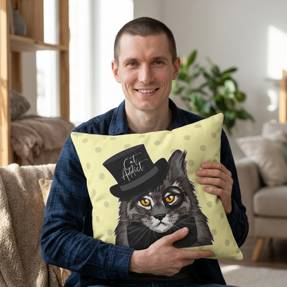 Cat Addict Throw Pillow