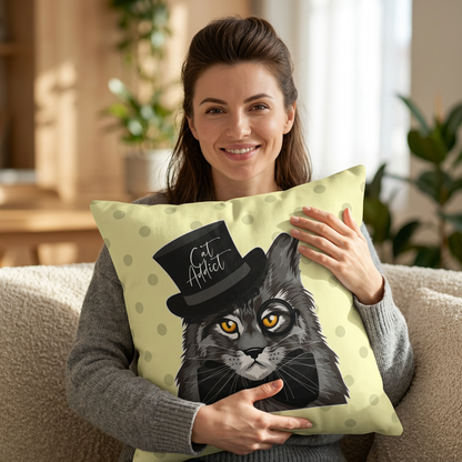 Cat Addict Throw Pillow