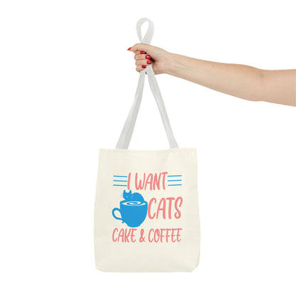 Cats, Cake & Coffee Tote Bag (Cream)