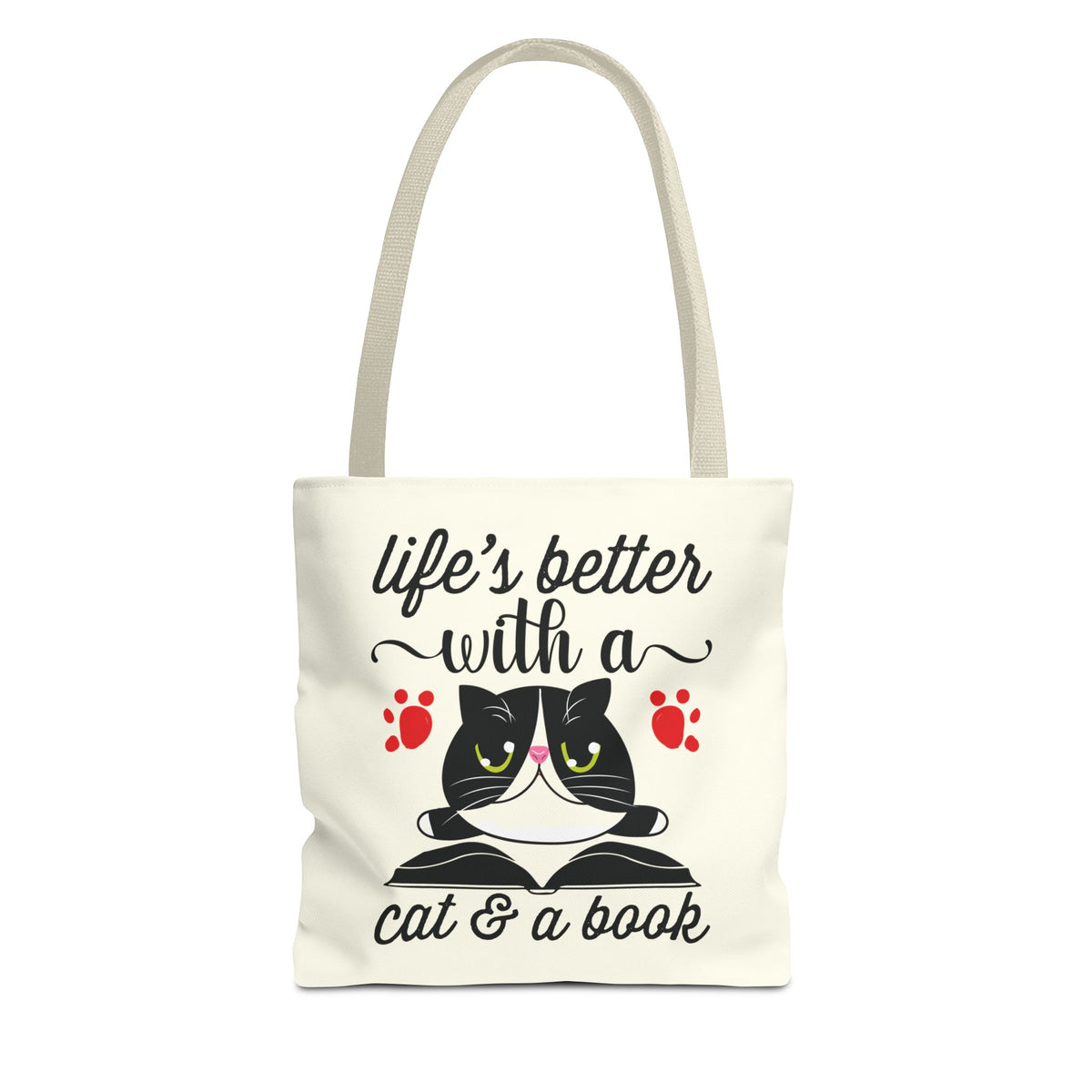 Cat & Book Tote Bag