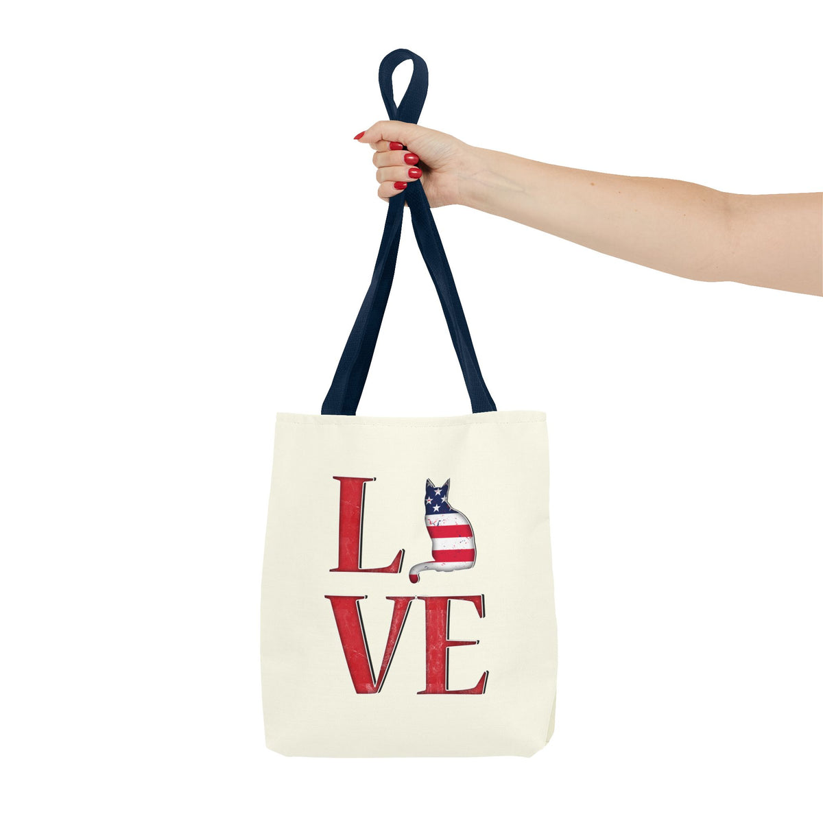 Patriotic Cat Love Tote Bag (Cream)