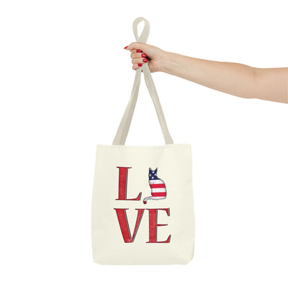 Patriotic Cat Love Tote Bag (Cream)