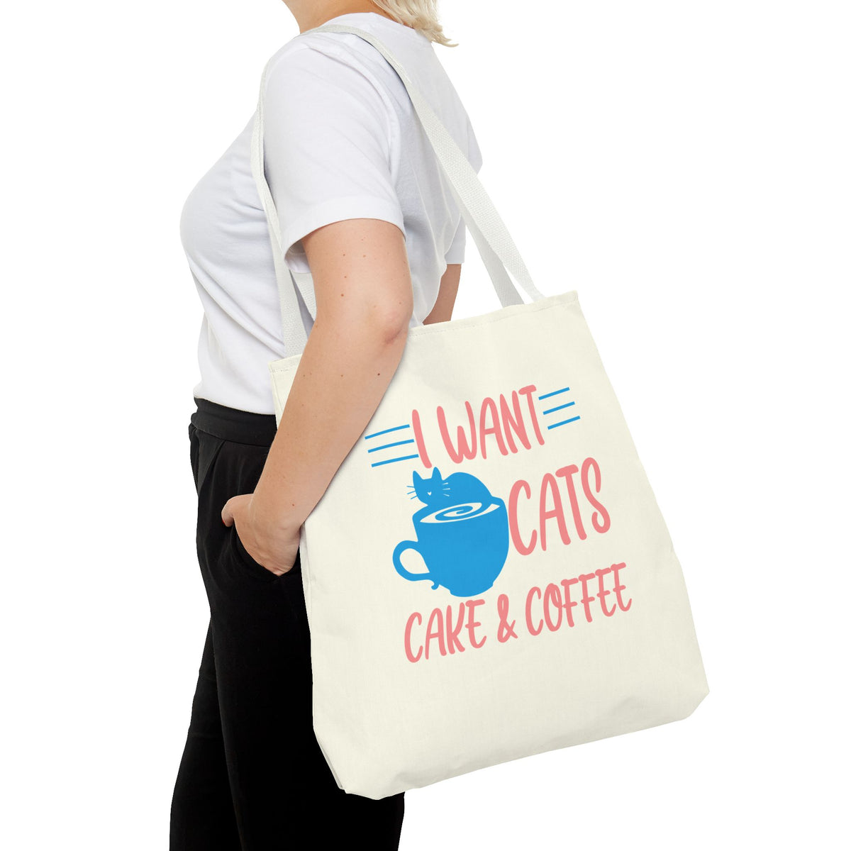 Cats, Cake & Coffee Tote Bag (Cream)