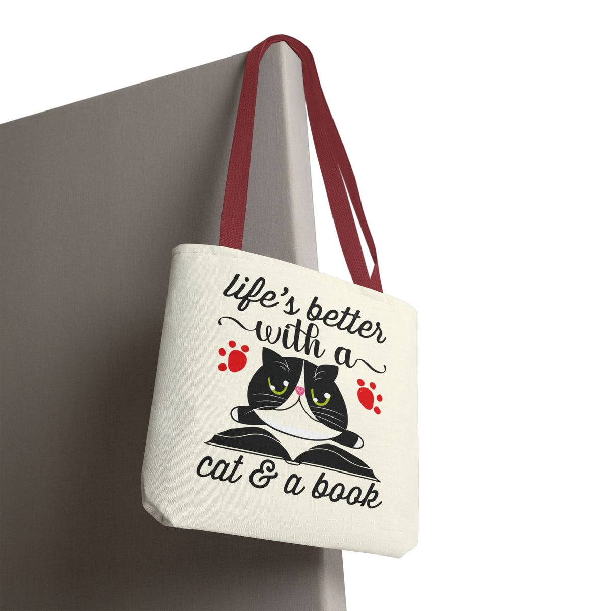Cat & Book Tote Bag