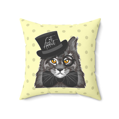 Cat Addict Throw Pillow