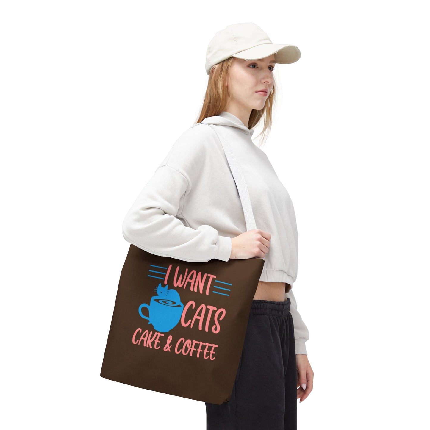 Cats, Cake & Coffee Tote Bag (Brown)